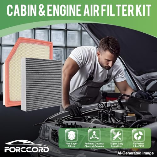 Image of Cabin & Engine Air Filter Kit for Chevrolet Chevy Colorado 2023-2026 (2.7L) | for GMC Canyon 2023-2026 (2.7L), Replace #CF11966 84848112, Air Filter Combo Replacement Car Accessories