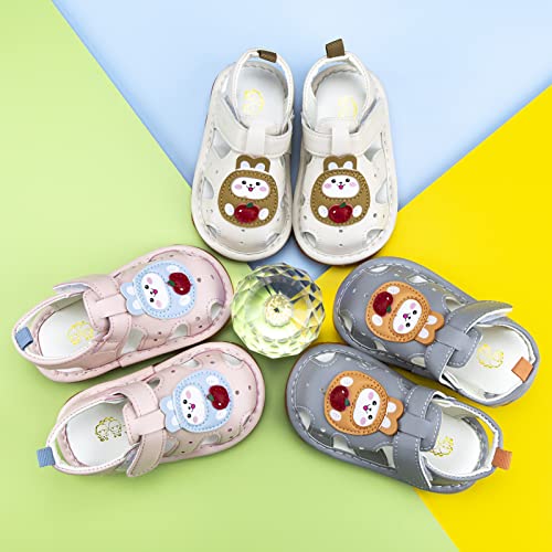 Image of SOFMUO Baby Boys Girls Squeaky Sandals Non-Slip Soft Rubber Sole Closed Toe Infant Summer Outdoor Shoes Toddler First Walkers