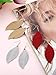 Jovitec 8 Pairs Leather Feather Earrings Teardrop Leather Lightweight Leaf for Women Girls Soft Suede Bohemian Feather Shape Earrings Tassel Dangles Fringe Wing, 8 Colors