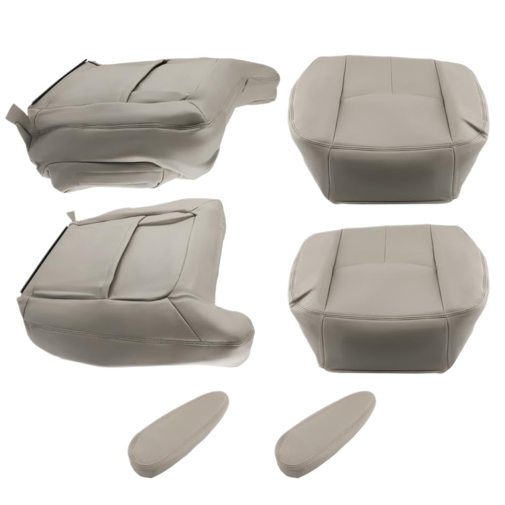 6 fundas de asiento de cuero color marrón claro compatibles con Chevy Tahoe