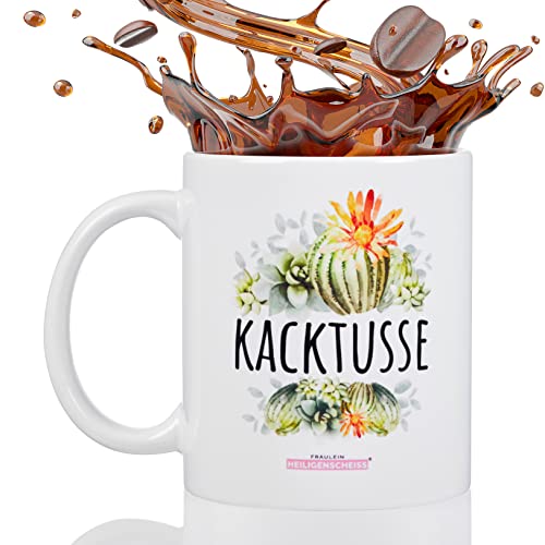 Fräulein Heiligenscheiss - Kacktusse | Kaffee Tasse mit Spruch | Witzige Geschenkidee für Frauen, beste Freundinnen und Kolleginnen | Statement Becher (Weiß) Cover