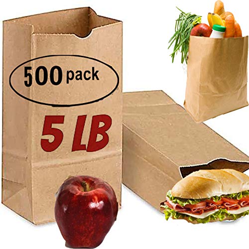 Pizety Brown Kraft Paper Bags 5 Lb 500 Brown Paper Lunch Bags 5 Pound Brown Paper Sacks Lunch Sandwich Brown Paper Bags Lunch Bags cover