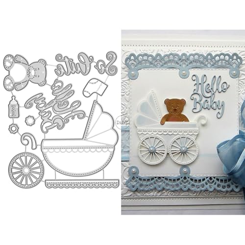 DzIxY Matrices de découpe en métal pour patchwork, poussette, ours, pour la fabrication de cartes, le gaufrage, le scrapbooking, les modèles de machine