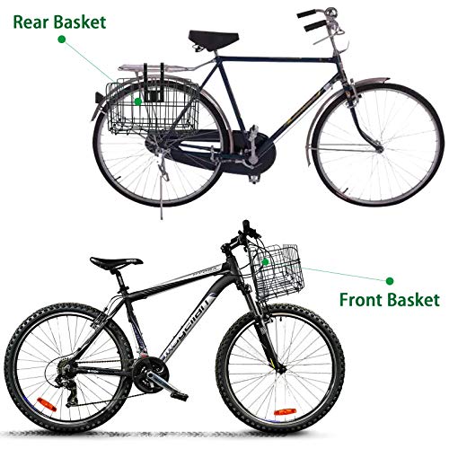 Folding Rear Bike Basket Wire Mesh Rust Proof, Easy Installation on Front Handlebar & Rear Seat, Bike Basket Bicycle Bag Cargo Rack for Mountain Bike Accessories, Frame Basket (1 Pack)