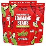 Picture of The Only Bean Crunchy Roasted Edamame Snack (Sriracha), High Protein Snacks (13g) Healthy Protein Chips, Keto Friendly Food (2g Net), Plant-Based Vegan Snacks, Office Snacks, Spicy Snack, 4oz (3 Pack)
