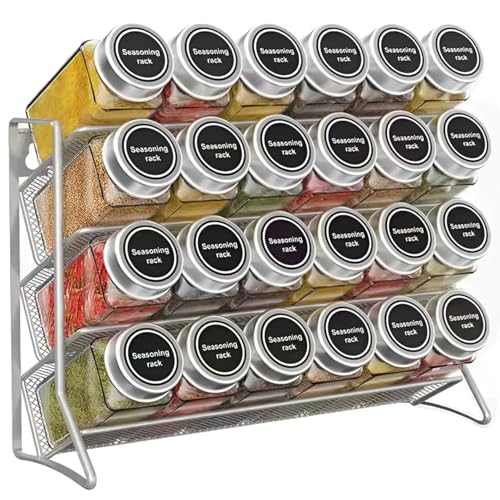 Licsaliwe Estante de especias de Metal de 4 niveles, organizador de estante de especias de mostrador independiente con capacidad para 24 botellas para despensa de armario de encimera de cocina