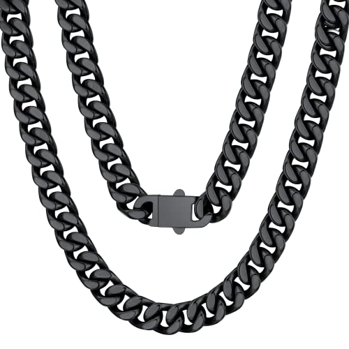 ChainsProMax Can Engrave Men Miami Cuban Link Chain, 5/7/9/12.5MM Width, 18-30