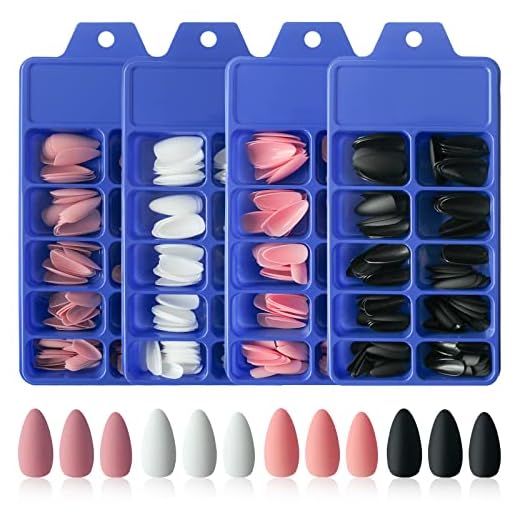 AddFavor 480pcs Almond Press on Nails Medium Length Stiletto Short Fake Nails Full Cover Acrylic Solid Color Press ons Nails 12 Sizes, Matte White Black Brown Red