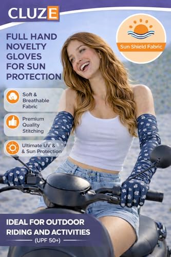 Image of Women's Driving Gloves, Printed Cotton Full Hand Summer Gloves for Protection from Sun Burn /Heat /Pollution (Pack of 1 Pair)
