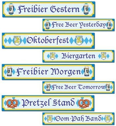 Oktoberfest Sign Cutouts 4in. x 24in., 4/Pkg, Pkg/12