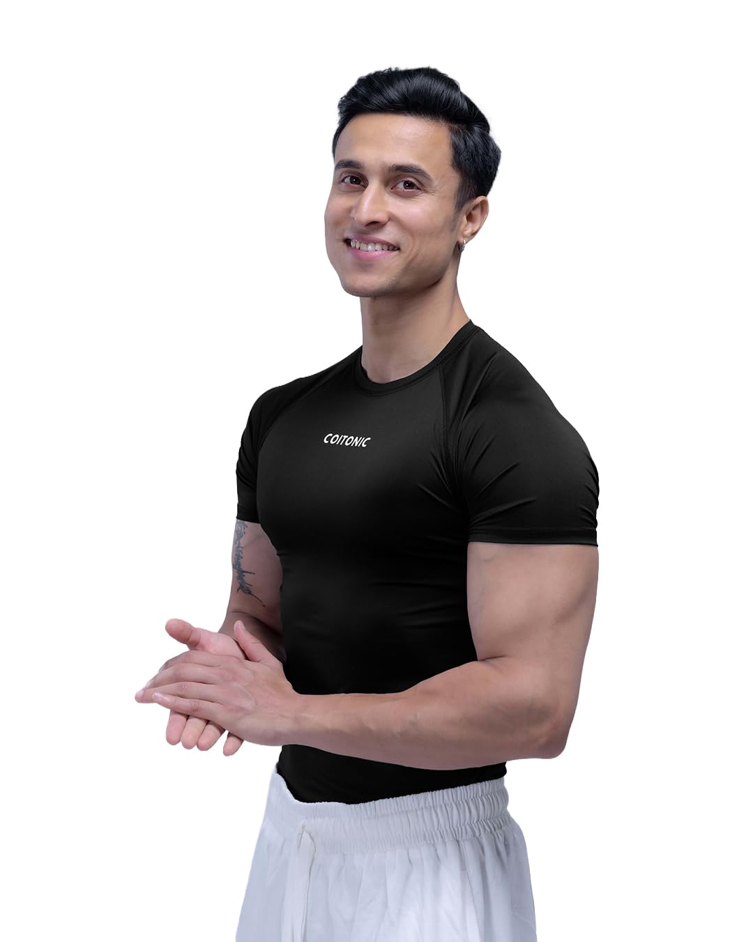 COITONIC Men's Half Sleeve Compression T-Shirt - Athletic Base Layer for Gym, Sports & Fitness Training-picture-12