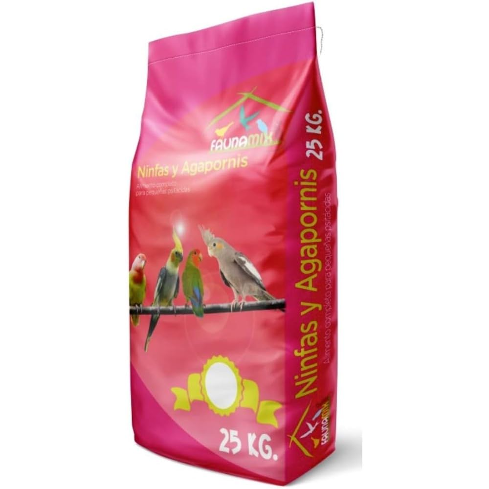 Alimento Completo para Ninfas y Agapornis, Mezcla de Semillas Seleccionadas, Aroma Natural de Fresa, 25 Kg