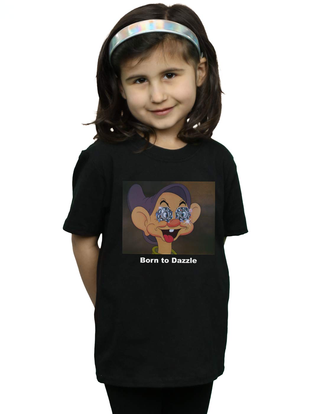 Disney Girls Dopey Born to Dazzle T-Shirt Black 5-6 Years