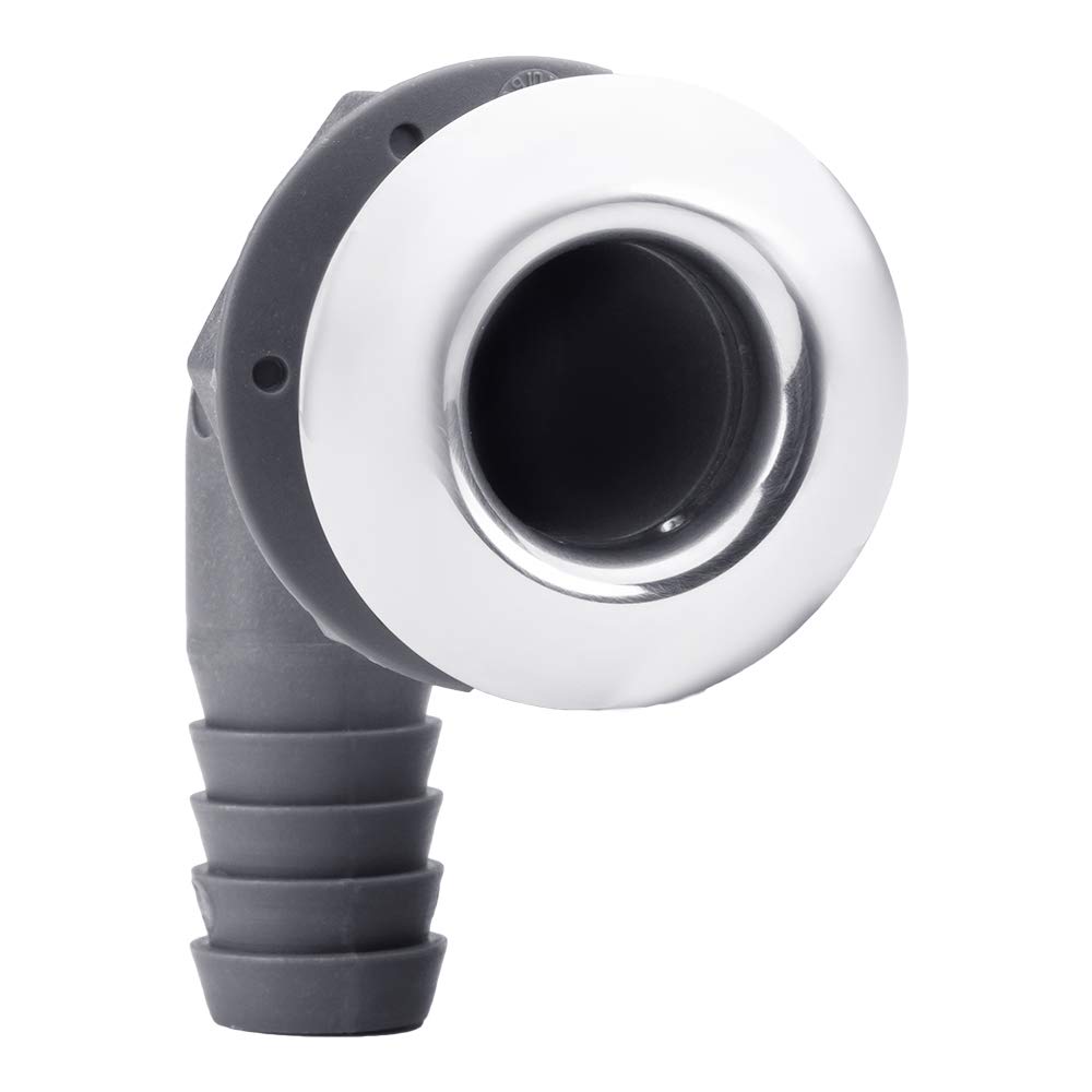 White Water - Marine 316 Stainless Steel Trim with Nylon Body Thru-Hull | 90 Degree Angle | Fits 1-1/2