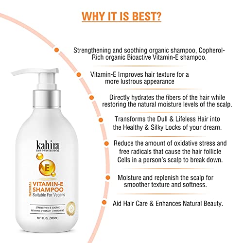 Image of Natural Vitamin-E Shampoo - Strengthen & Soothe Hair Care | Vegan, Reviving & Restoring Formula | Dermatologically Tested | 300ml