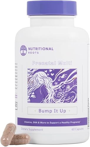 Vitaminas prenatales con DHA, vitaminas integrales con folato, probióticos e ingredientes orgánicos regenerativos, sin hierro, sin yodo, 30 porciones
