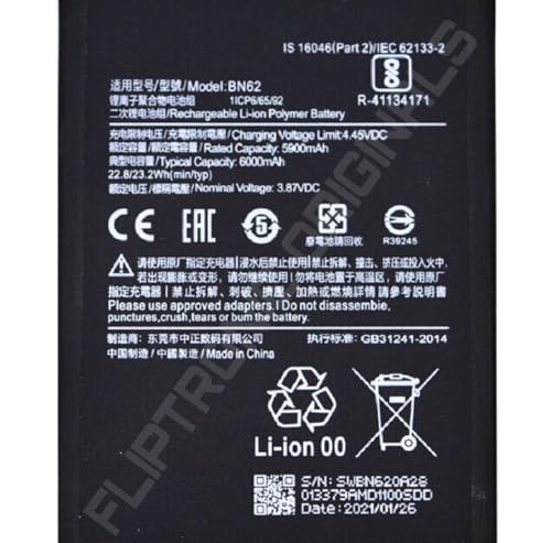 Image of BN62 Battery for Redmi Note 9 4G / 9T / 9 Power /Poco M3 M2010J19SC, J19S, M2010J19SG, M2010J19SI, M2010J19CG Battery with 6 Month Warranty**** (Z3)