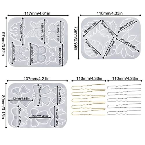 KyeeaDIY 3Pcs Hairpin Resin Molds DIY Butterfly Hairpin Hair Clip Jewelry Casting Molds 10pcs Hair Stick Hair Pin Silicone Moulds for Epoxy Crafts Girl Women Jewelry Making Supplies - Image 2