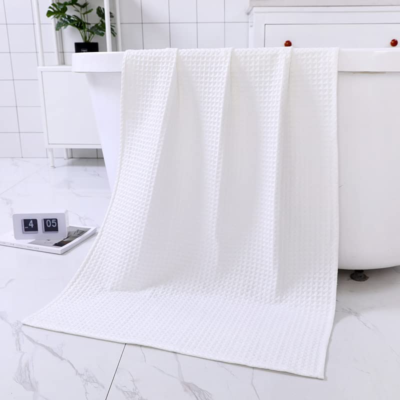 Juego de 3 toallas de algodón puro blanco de 27.5 x 55.1 pulgadas para baño