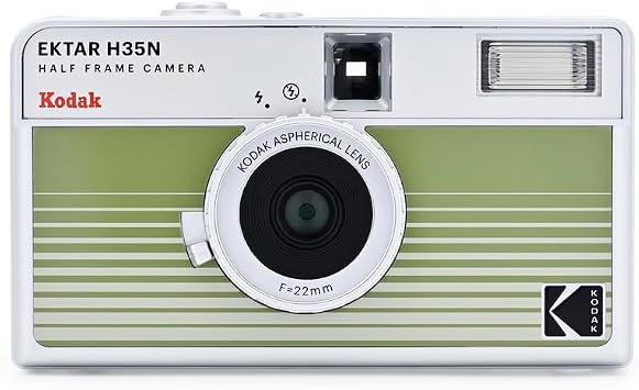 KODAK EKTAR H35N Yarım Çerçeve Film Kamera, 35 mm, Yeniden Kullanılabilir, Odaksız, Ampul Fonksiyonu, Dahili Yıldız Filtresi, Kaplamalı Geliştirilmiş Lens (Film ve AAA Pil Dahil Değildir) (Çizgili