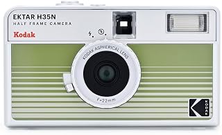 KODAK EKTAR H35N ハーフフレームフィルムカメラ、35mm、再利用可能、フォーカスフリー、バルブ機能、内蔵スターフィルター、コーティングされた改良レンズ (単品, ストライプグリーン)