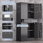 Metal Storage Cabinet with 2 Drawers and Pegboard, Garage Storage Cabinet with Locking Doors and 2 Adjustable Shelves, 71" H Steel Cabinets for Garage, Home, Black, Assembly Required - Image 4