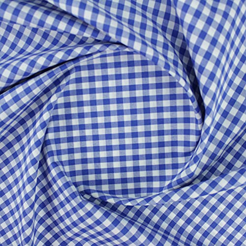 TELA DE VICHY DE CUADROS MEDIANOS EN COLORES LISO ANCHO 160 cm POR METRO (AZUL, 1 METRO)
