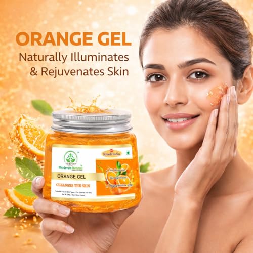 Image of Khadi Orange Aloe Vera Face Massage Gel - Hydrating & Soothing for Radiant Skin | Natural Anti-Aging Moisturizer | Orange Aloe Vera Face Massage Gel - Soothe, Hydrate & Restore Your Skin's Glow Suitable for All Skin Types - 200GM