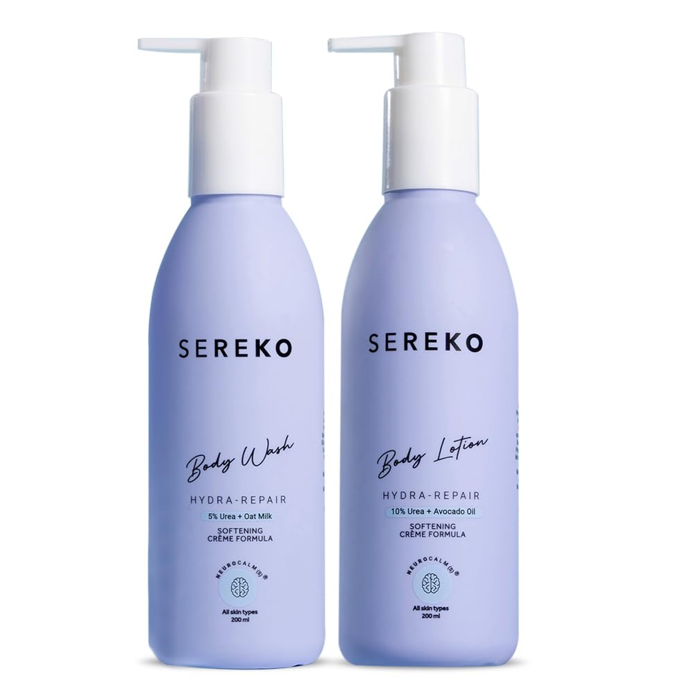 Sereko 48H Body Wash and Lotion Combo | Urea Treatment for Strawberry Legs, Detan, Rough Bumpy Skin
