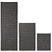 mDesign Bathroom 3 Piece Rug Set - 100% Cotton, Water Absorbent Bath Mat Rugs for Bathroom Vanity, Master or Guest Bathtub/Shower, Runner, Standard, Small, Braided Design - Set of 3 - Charcoal Gray