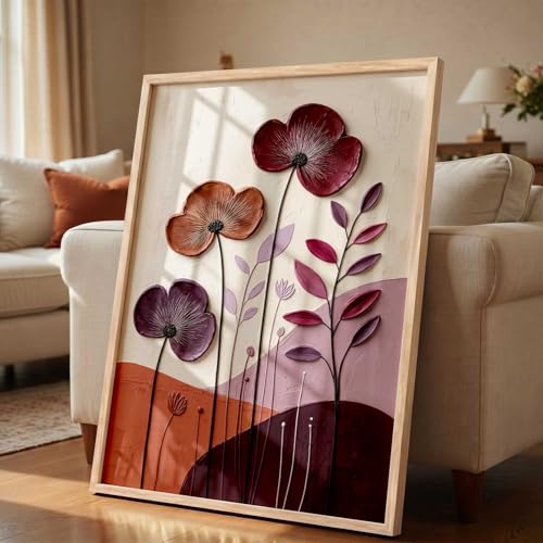 Image of kotart Aesthetic flower Art Home Decoration Painting | Floral Paintings With Frame For Living Room Bed Room Hotel Wall Decor Digital Reprint (13x17 inch)