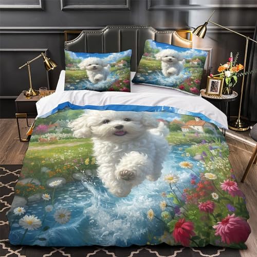 Parure de lit Cockapoo 3D en microfibre King 220x240cm avec 2 taies d'oreiller - 4