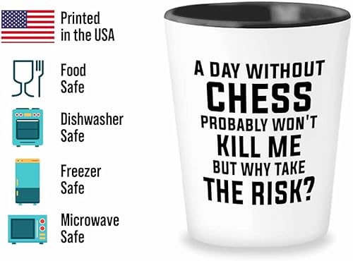 Miniatura 2 de Vaso de chess de 1.5 oz - Riesgo de ajedrez - Regalo divertido para ajedrez, atleta, instructor, deportista, pensamiento lógico, juego de mesa