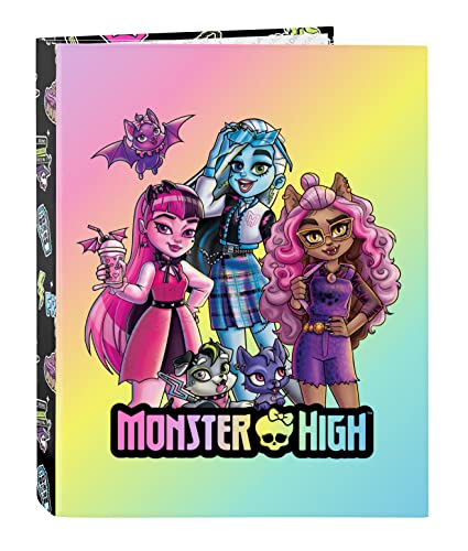 Safta MONSTER HIGH Classeur à 4 anneaux pour enfants...