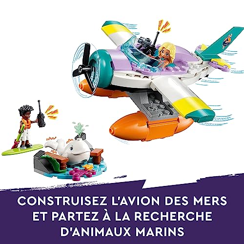 LEGO 41752 Friends L’Hydravion de Secours en Mer, Jouet de Soin des Animaux, avec Avion, Figurine Baleine et Mini-Poupées, Cadeau d'anniversaire pour Filles, Garçons et Enfants Dès 6 Ans