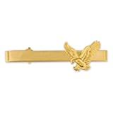Gold Color Plated and Silver Eagle Military Patriotic Engravable Tie Clip Bar