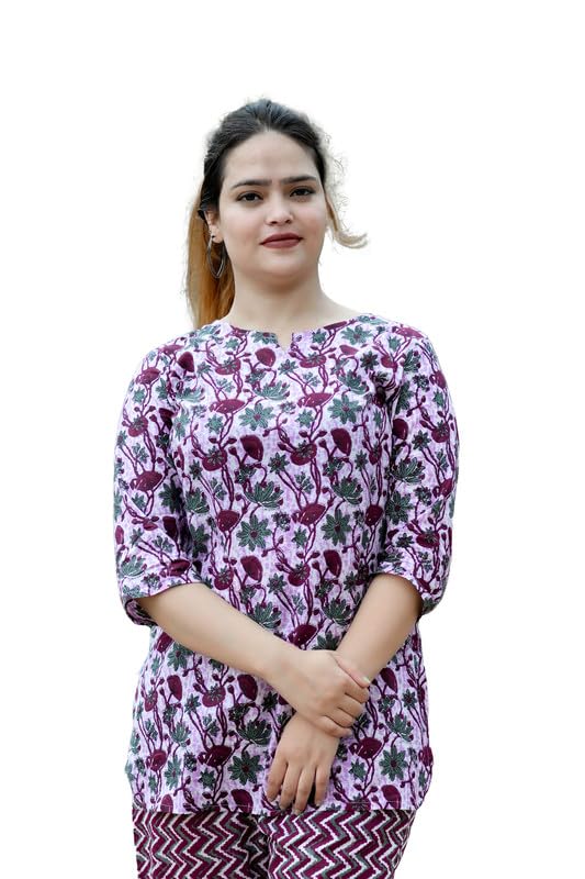 Image of Rexxica Women's Cotton Night Suit Set for Women, Lounge Wear, Printed Top and Pyjama Set for Women Nightwear /Loungewear /Night Dress for Women