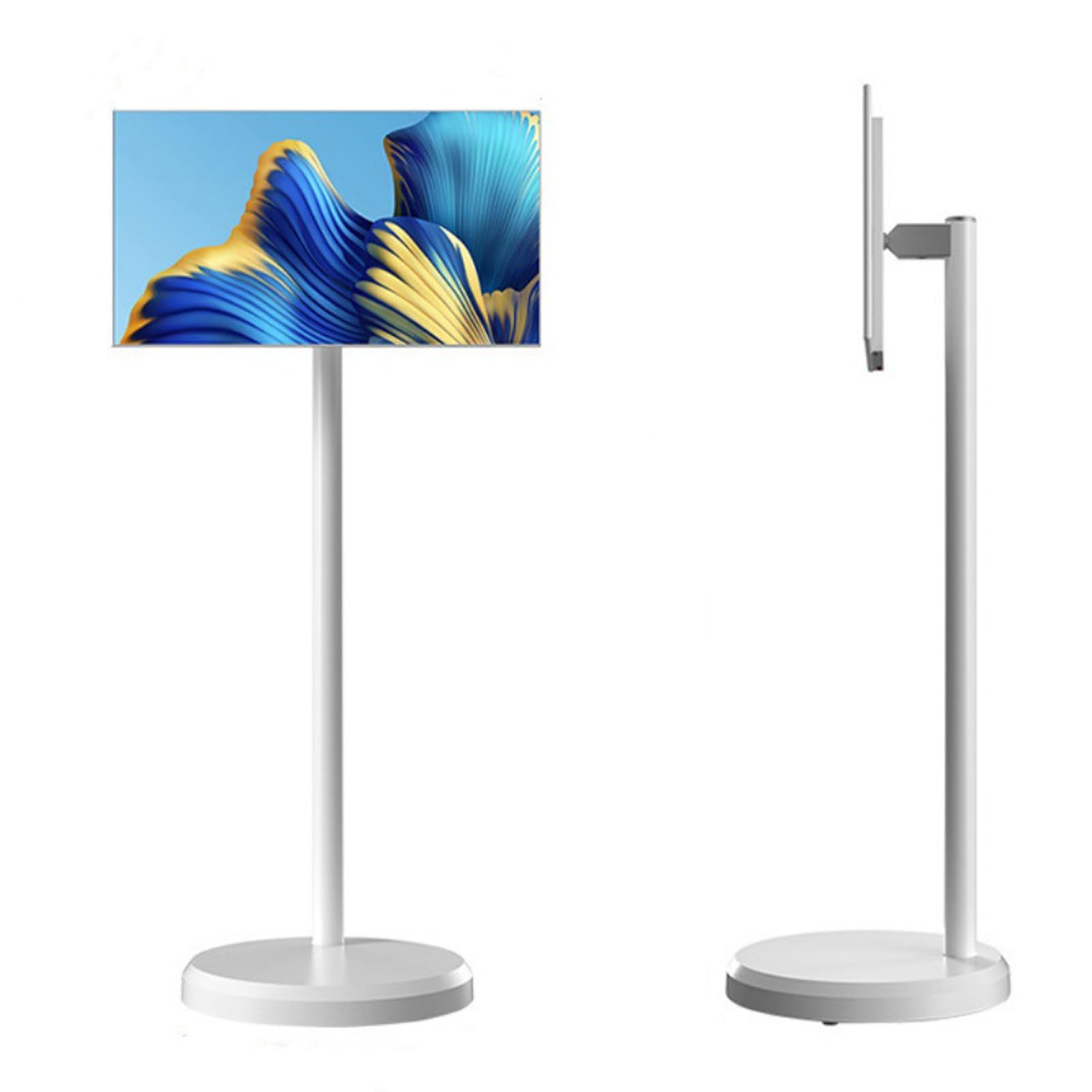 TV Portatile Mobile, Monitor Intelligente Portatile da 21.5 Pollici, Touchscreen Girevole con Telecamera, Smart TV Mobile da Pavimento, 128G/White