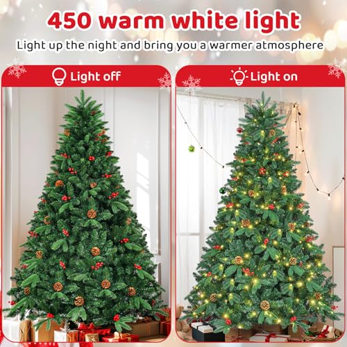Arlopu 8Ft Pre-Decorated Christmas Tree, Pre-Lit Artificial Holiday Pe&Pvc Mixed Spruce Tree thumb #5