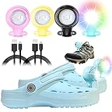 Cooo Croc Lights RGB Color LED Rechargeable Floodlights Superbright 2Pcs Shoe Headlights for Croc Charms High Lumen All-Scene-U,Camping Accessories,Dog Walking Light, Hiking,Night Trail Running-Blue