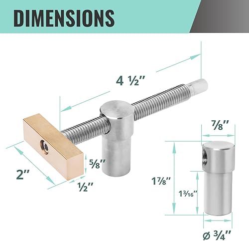 Miniatura 4 de DuBois 51059 Abrazaderas de banco para perro de 34 pulgadas (0.748 in)  Topes de abrazadera de tornillo ajustables en ángulo de banco de trabajo de