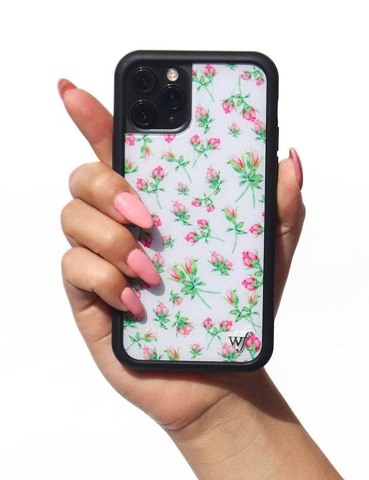 Image of Wildflower Cases - Compatible with iPhone 16| Protective Black Bumper, 6.5ft Drop Test Certified, Women Owned Small Business | Pink White Floral Trendy Cute | Pink Posie Rosie