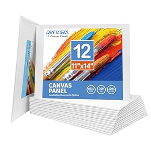 FIXSMITH Canvas Boards for Painting 11×14 Inch, Super Value 12 Pack White Blank Canvas Panels, 100% Cotton Primed, Painting Art Supplies for Professionals, Hobby Painters, Students & Kids