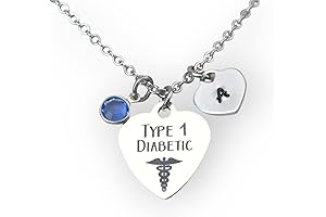 Personalized Type 1 Diabetic Necklace for Men with Heart Charm and Birthstone