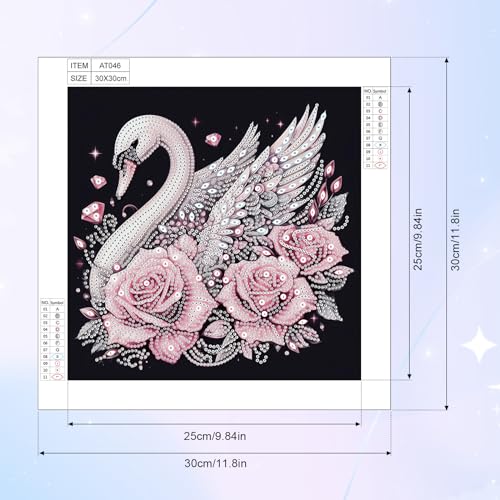 Image of AiYuanzsh Diamond Art Painting Kits for Adults Swan, 5D Special Shape Diamond Art Kits for Beginners, Crystal Rhinestones Diamond Art Painting for Home Wall Decoration Gift 12x12inch