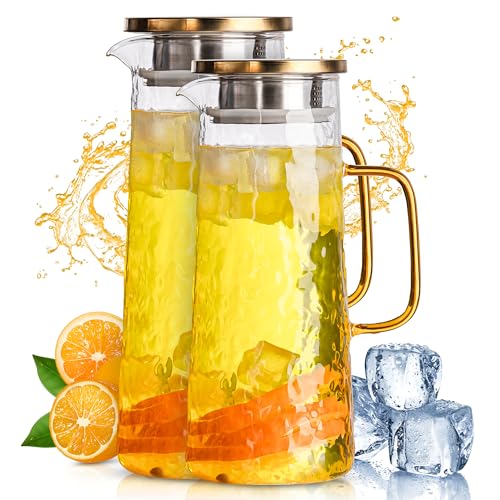 LSR LORESO Glass Water Pitcher, 2-Pack 50 oz...