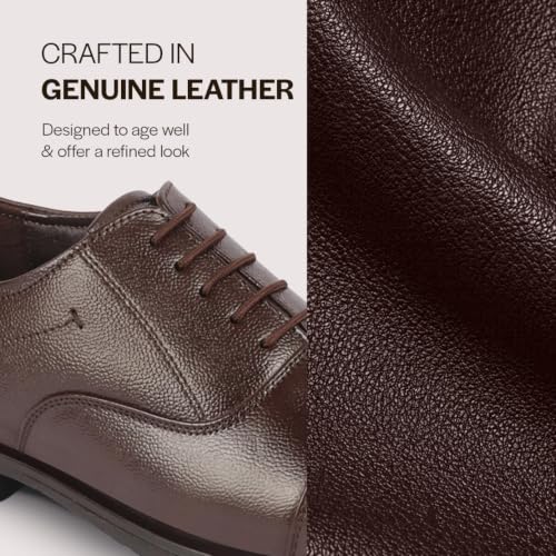 Image of FAUSTO Men's Genuine Leather Formal Office Comfort Broad Feet Oxford Lace Up Shoes