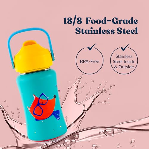 Image of rabitat Steel Play 3.0 Water Bottle for School Kids 450ml, 1+1 Year Brand Warranty | Steel Water Bottle | Steel Bottles | BPA-Free Leak-Proof, Flip-Lock Sipper, EasyCarry Handle Young wild & Free