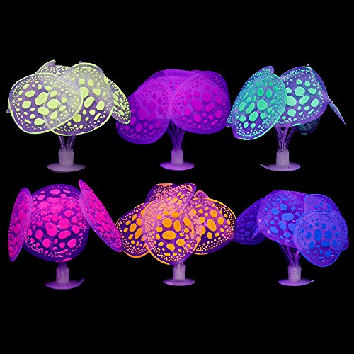 Small Aquarium Plants Silicone Fish Tank Plants Glow Fish Tank Decorations Glowing Aquarium Decorations Artificial Aquatic Plants Fake Seaweed Aquarium DÃ©cor Neon Fish Tank Decor Colorful 6 Pack Coral