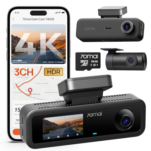 70mai Dash Cam Auto 4K 3 Canali T800E, Telecamera Tripla...